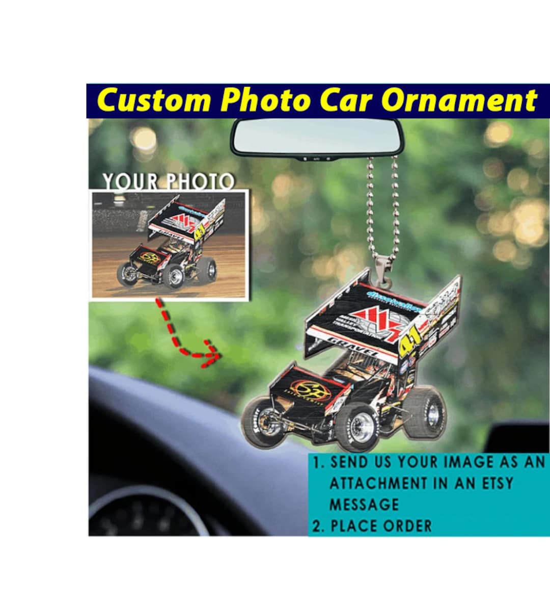 Sprint Car Racing Personalized Car Ornament, Unique Gifts for Drag ...