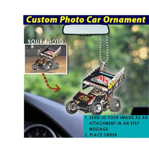 Sprint Car Racing Personalized Car Ornament, Unique Gifts For Drag Racers, Dirt Track Racing Gifts, Drag Racing Gifts, Dragster Car