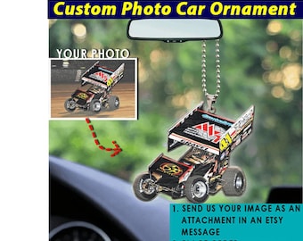 Sprint Car Racing Personalized Car Ornament, Unique Gifts For Drag Racers, Dirt Track Racing Gifts, Drag Racing Gifts, Dragster Car