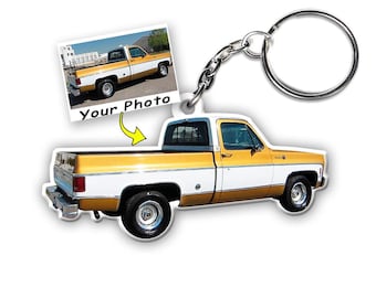 Classic Pickup Truck Personalized Keychain, Square Body Keyrings, Monster Truck, Lifted Truck, Chevy Truck, Heavy Duty Trucks, Light Truck