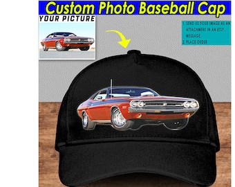 Classic Muscle Car Personalized Baseball Classic Cap, Custom Vintage Car Photo Gift For Car Lovers