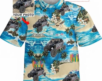 UTVs Side By Side SxS Personalized Photo Hawaiian Shirts, Custom SxS Off-Road Trucks, Unique UTV Racing Aloha Tropical Shirts (HAW2)