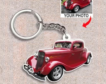 Street Rod Rat Rod Hot Rod Old Car Personalized Photo Keychains, Custom Unique Gifts For Car Lovers, Vintage Car, Classic Car Keyrings