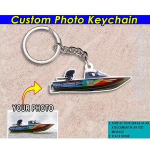 Custom Boat Keychain Boating Personalized Keychains, Gift For Boaters, Boat Captain Gifts, Boat Keyring, Motorboat Racing, Speedboat Racing