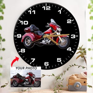 Horloge murale personnalisée pour tricycles, cadeaux pour tricycles, motos à 3 roues, tricycle inversé (horloge murale1)