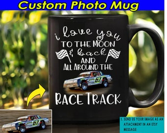 Funny Late Model Dirt Track Racing Personalized Photo Mugs, Unique Gifts For Dirt Track Racers, Black Ceramic Mug (LoveRaceTrack)