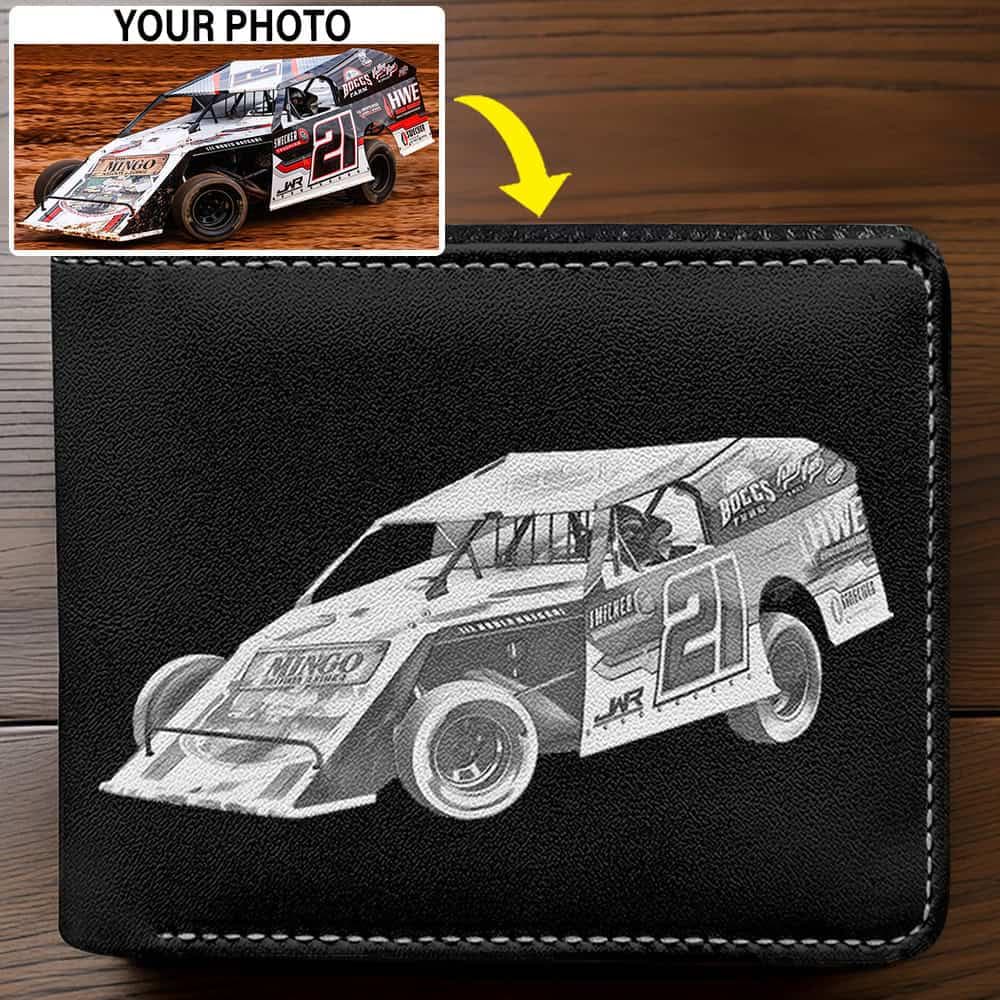Metal Racing Wallet Dirt Modified Racing Car Personalized Photo Printed Leather Bifold ...