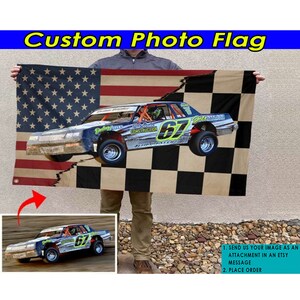 Dirt Track Racing Personalized Photo Checkered Flag, Custom Racing Flag ...