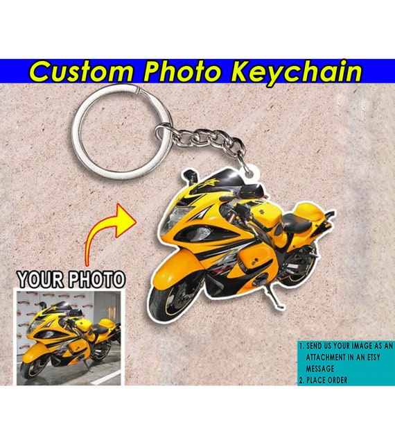 Accroche-clés, décor en métal, moto de course Yamaha