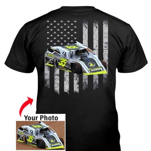 Late Models Modified Stock Car Racing Personalized Photo T-shirts, Unique Gift For American Dirt Track Racers (On The Back) (BK05)