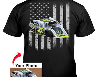 Late Models Modified Stock Car Racing Personalized Photo T-shirts, Unique Gift For American Dirt Track Racers (On The Back) (BK05)