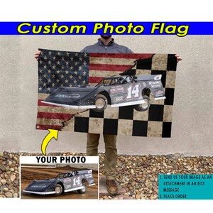 Dirt Track Racing Personalized Photo Checkered Flag, Custom Racing Flag ...