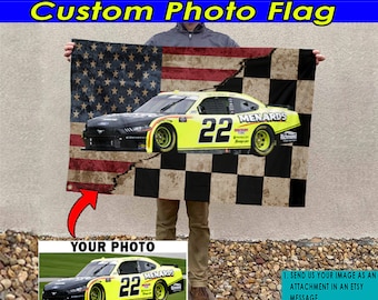 Stock Car Racing Personalized Photo Checkered Flag, Custom Stock Car Racing Flag, Auto racing, Formula Racing Flag (Mixed)
