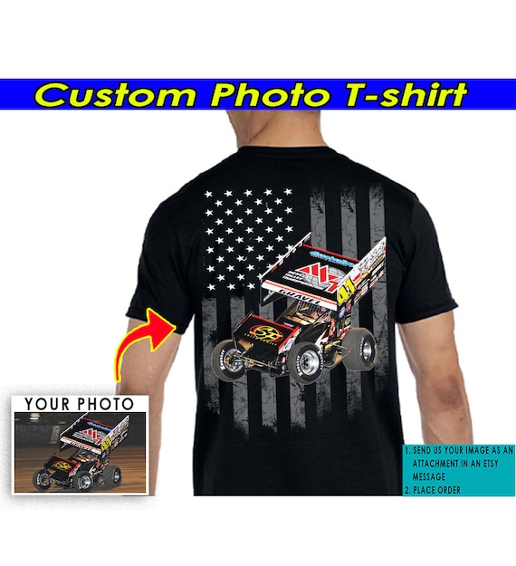 Sprint Car Tshirt Racing Distressed American Flag Gift Sprint Car Tshirt Racing Distressed American Flag Gift