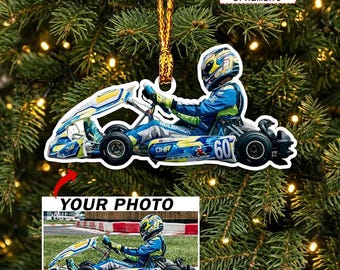 Racing Kart Karting Personalized Acrylic Ornaments, Unique Karting Gifts, Funny Go-Kart Driver Gifts, Cool Gift For Go-Kart Racers