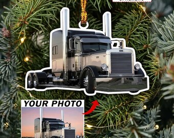 Big Truck Personalized Photo Ornaments, Custom Semi-truck Gift For Truckers, Unique Big Rigs Gift For Truck Drivers, Acrylic Ornaments