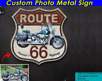 Unique Gift For Biker Motorcycle Personalized Photo Cut Metal Sign, Custom Motorcycle, Motorbike Lover, Motorcycle Decor, Route 66 (Route66)