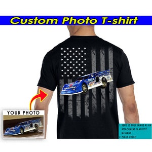 Street Stock Dirt Track Racing Car Personalized Photo T-shirts, Late Models, Sprint Car, Midget car, American Race Cars (On The Back) (BK5)