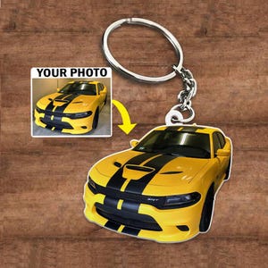 Personalized Photo Muscle Car Keychains, Cool Gifts For Car Guys, Custom Car, Hot Rod, Modern Car, Vintage Classic Car, Sport Car Keyrings