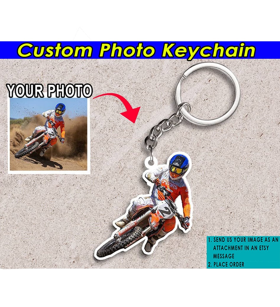 Porte-clef personnalisé avec casque de moto pour papa biker