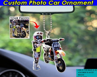 Ornamento personalizzato per auto da motocross per bambini, regali unici per motociclisti, amanti del motocross, regali fantastici per piloti di MX, regali per il figlio pilota di MX