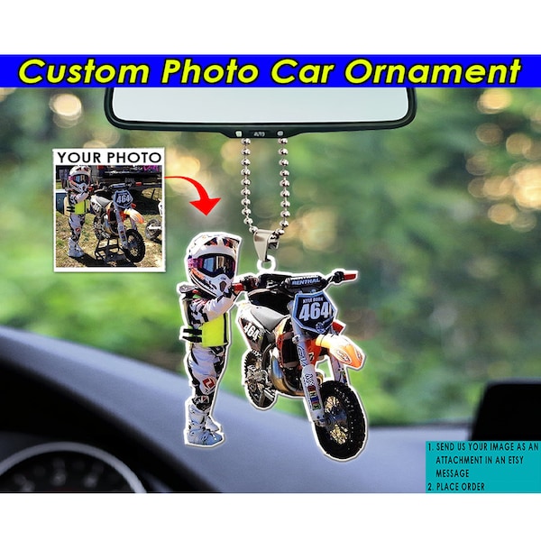 Motocross Kids Personalized Car Ornament, Unique Gifts For Dirt Bikers, Motorcycle Lovers, Cool Gifts For MX Riders, MX Rider Son Gifts