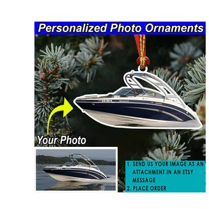 Boats Personalized Photo Ornament, Unique Gifts For Bowriders, Fishing Boats, Pontoon Boat, Ski Boats, Wake Boats, Acrylic Ornaments