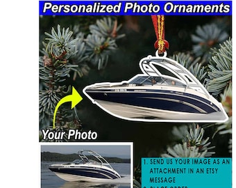 Boats Personalized Photo Ornament, Unique Gifts For Bowriders, Fishing Boats, Pontoon Boat, Ski Boats, Wake Boats, Acrylic Ornaments