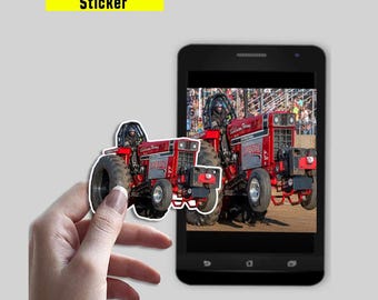 Tractor Pulling Personalized Stickers, Tractor Power Pull Custom Photo die-cut Sticker, Cool Tractor Puller Gifts