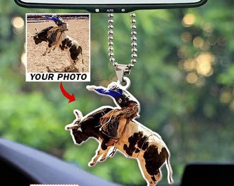 Bull riding Personalized Car Ornament, Unique Gifts For Bull Riding Lovers, Bull Riders, Cowboys, Bucking Bull Gifts, Bull Rider Ornament
