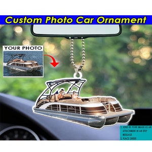 Tritoon Pontoon Boat Captain Boating Gift Boat Personalized Car Ornament, Gift For Boat Owner, Boat Lovers, Motorboat, Speed Boat, Bowrider