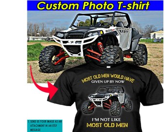 Camiseta personalizada con foto para abuelos con diseño de ATV, UTV, todoterreno, lodo, camioneta elevada, regalo personalizado para vehículos todoterreno (RACE7)