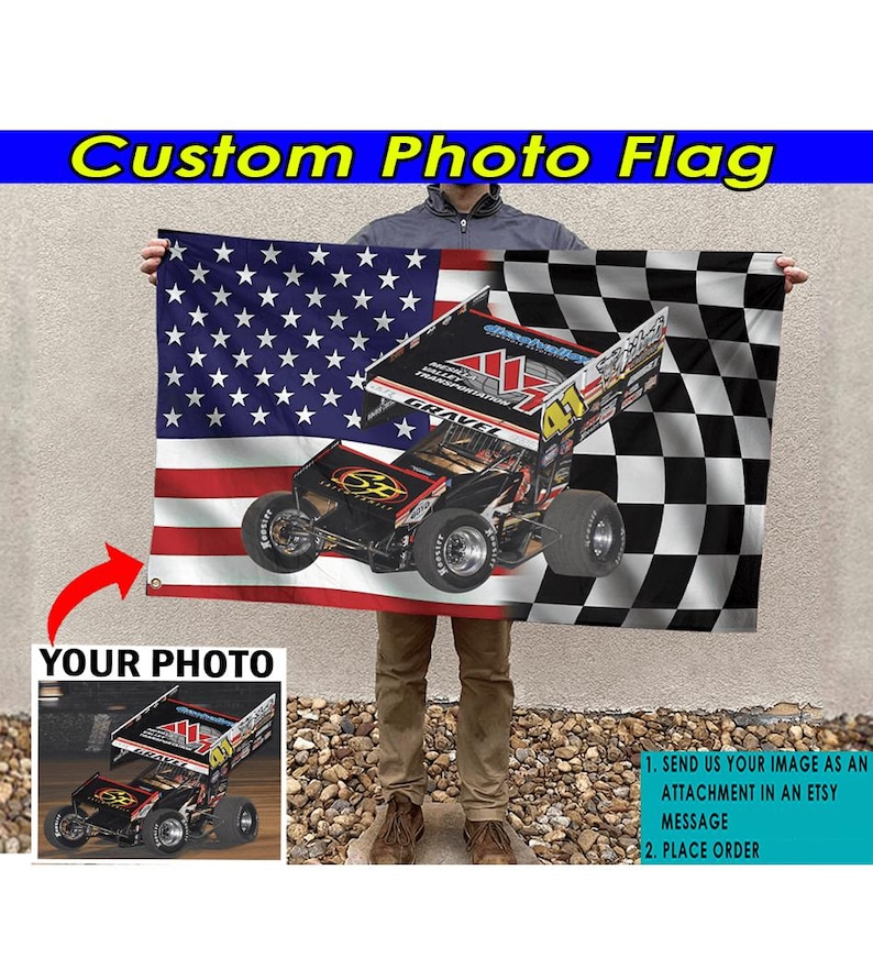 Stock Car Racing Personalized Photo Flag, Modified Stock Car Racing ...