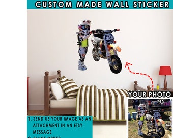 Sticker mural moto cross tout terrain, amateurs de motos tout-terrain, cadeau pour motards cross, cadeaux sympas pour motards tout-terrain, passionné de motocross