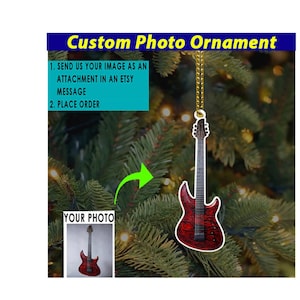 Guitar Personalized Photo Ornament, Unique Gifts For Guitar Players, Best Gifts For Guitarists, Custom Guitar Decor