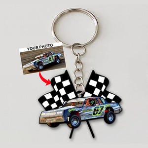 Street Stock Car Dirt Track Racing Personalized Keychains, Dirt Late Models, Gifts For Racers, Modified Stock Cars Keychain (Racingkeychain)