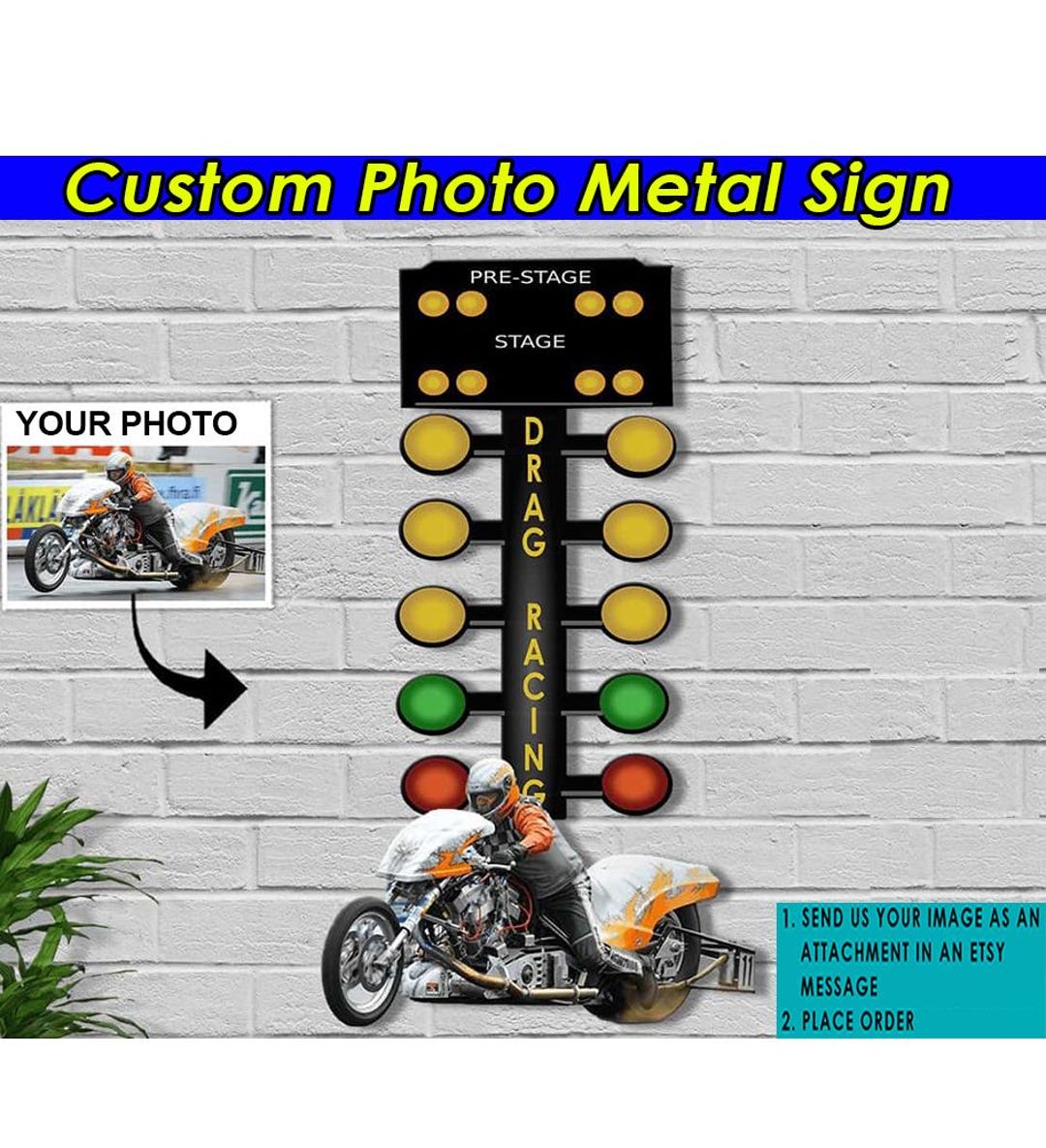Dragbike Drag Motorcycle Racing Personalized Photo Cut Metal Sign ...