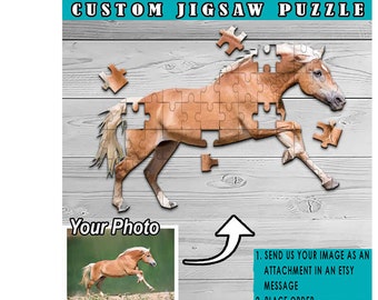 Horse Riding Barrel Racing Personalized Wooden Jigsaw Puzzle, Best Gifts For Horse Lovers, Horse Gifts For Her, Free Shape 11.8x11.8 Inch