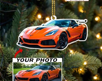 Modern Sports Car Supercars Personalized Ornaments, Unique Gift For Car Guys, Custom Supercar Photo Xmas Tree Decor