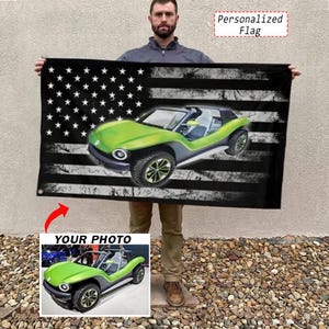 Off-road Dune Buggy Personalized Photo Flag, Custom Side-by-side SxS Gift, Unique UTV Racing Garage Wall Decor, Flag 24X36 (AmericanFlag02)