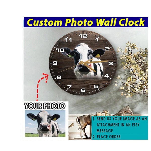 Horloge murale en bois personnalisée de vache, cadeaux pour les amateurs de vaches, cadeaux de vache fermière, cadeaux uniques pour les agriculteurs, cadeaux de vache pour elle