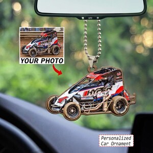 Wingless Micro Sprint Car Racing Personalized Car Ornament, Unique Gift For Sprint Car Racer, Custom Sprint Car, Car Hanging Decorations
