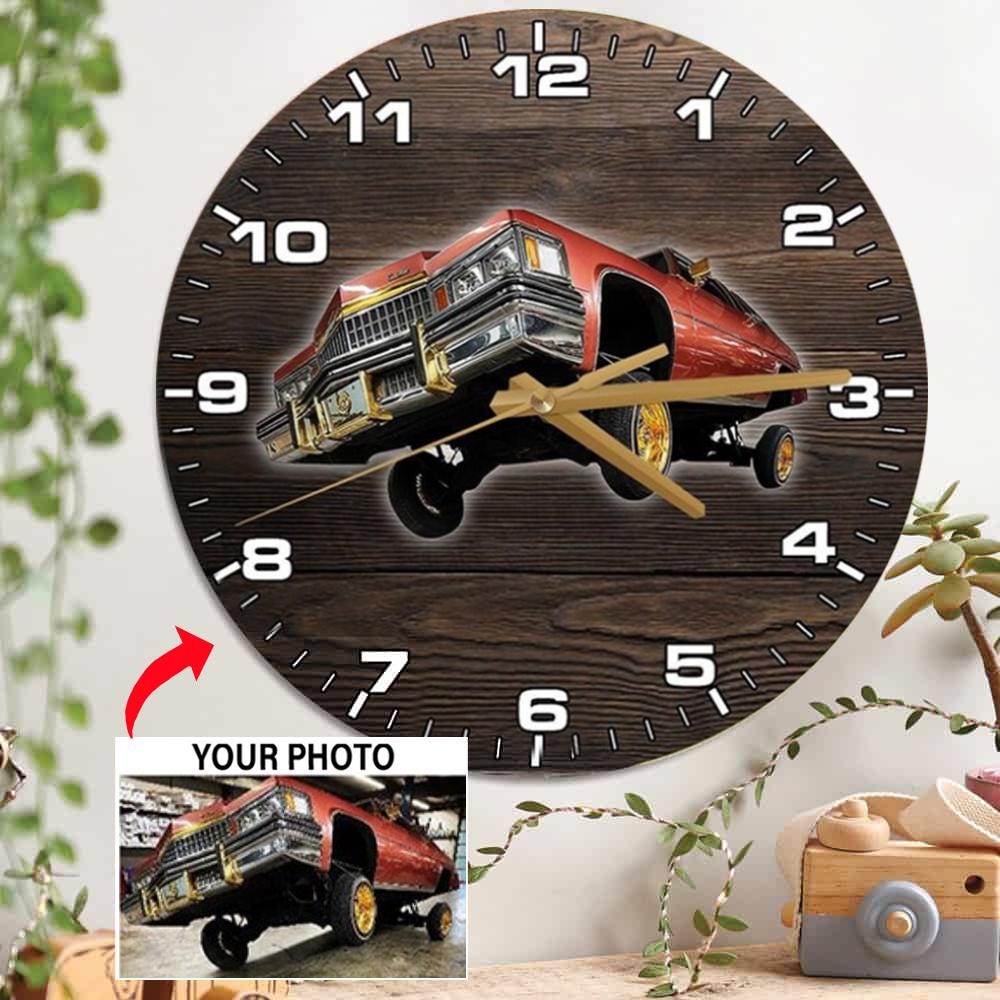 Lowrider Car Personalized Photo Wooden Wall Clocks, Unique Gift