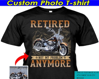 Roliga personliga motorcykel-t-shirts, cool present till bikerpappa, bikerpresent till gamla män, bikerpensionering, biker-morfar/farfar-t-shirts (BK313)