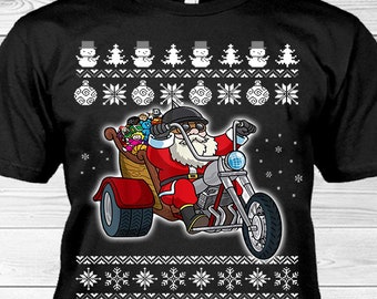 Triker Grandpas Xmas Motorcycle Christmas Gifts, Trike Lovers, Trike Rider Cool Gifts, Santa Tricycle Tshirt