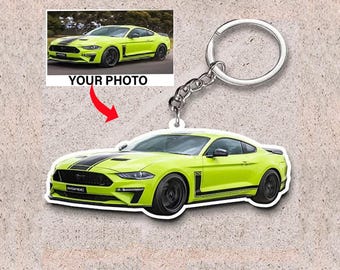 Personalized Photo Car Keychains, Cool Gifts For Car Guys, Muscle Car Owners, Custom Car, Hot Rod, Modern Car, Vintage Car, Car Keyrings