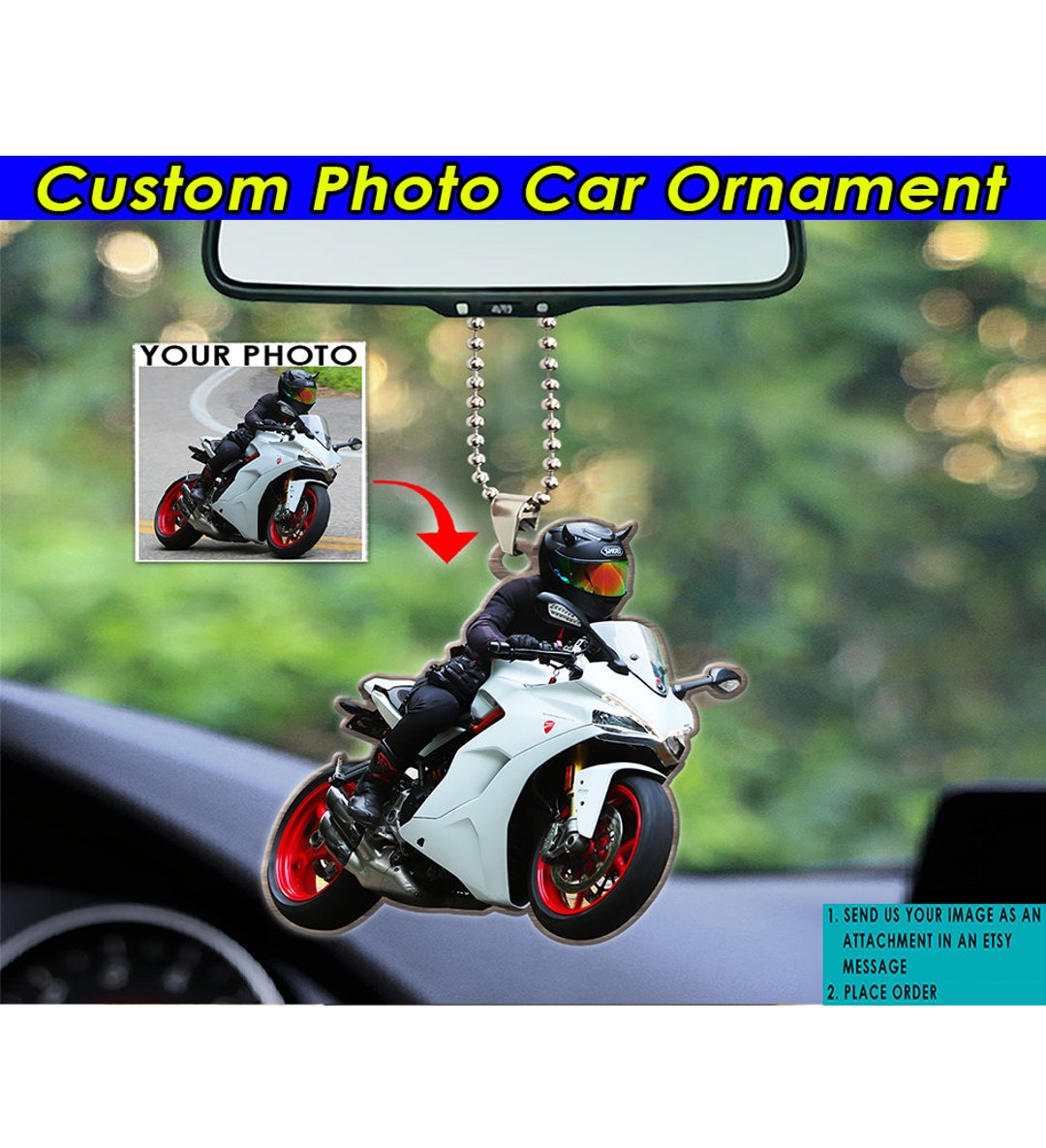 Biker Cartoon Effect Couple Personalized Acrylic Car Ornament, Gift Fo - Sun-rais