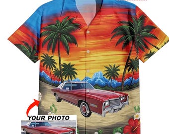 Classic Car Personal Luxury Coupe Personalized Hawaiian Shirts, Unique Gifts For Car Guys, Custom Car Photo Aloha Tropical Shirts (HAW27)