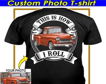 T-shirt personnalisé de camionnette classique, propriétaires d'amoureux de camionnettes vintage, cadeaux uniques pour les gars de vieux camions (au dos) (BK354)