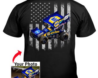 Sprint Car Dirt Track Racing Personalized Photo T-shirts, Unique Gift For Sprint Car Racers, American Dirt Track Racers (On The Back) (BK05)